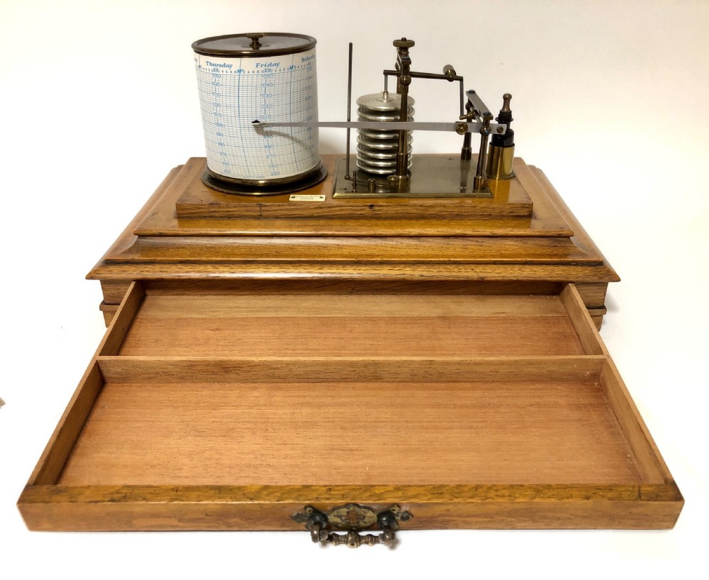 Antique Short and Mason Oak Cased Barograph View XVI