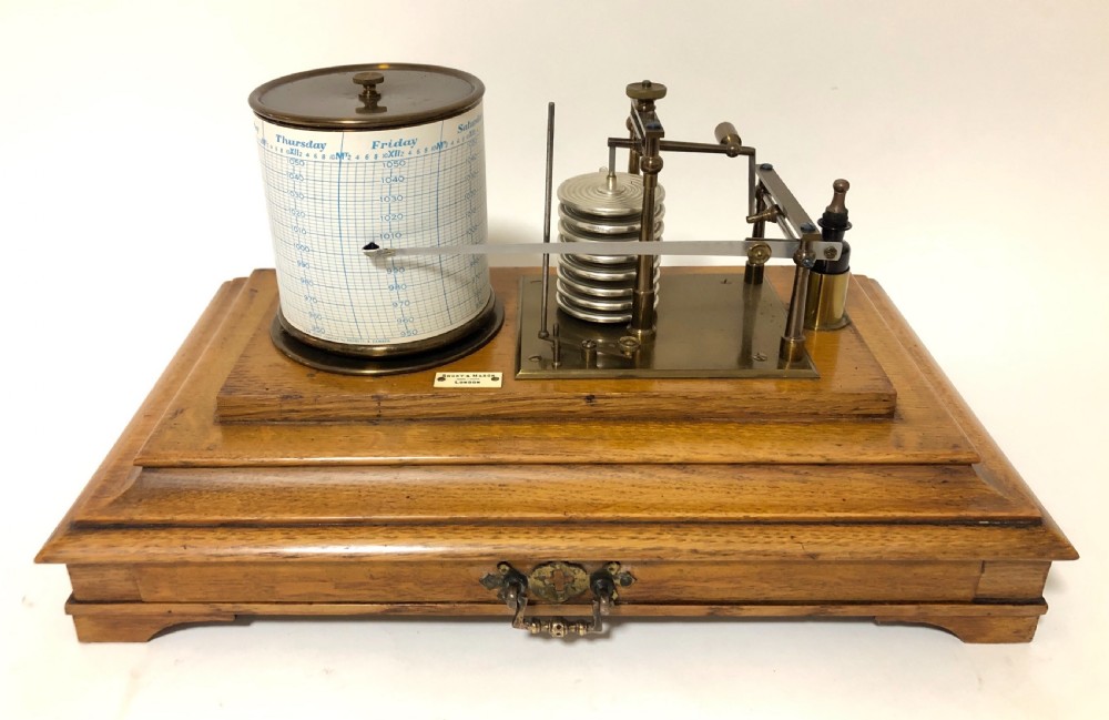 Antique Short and Mason Oak Cased Barograph View XIX