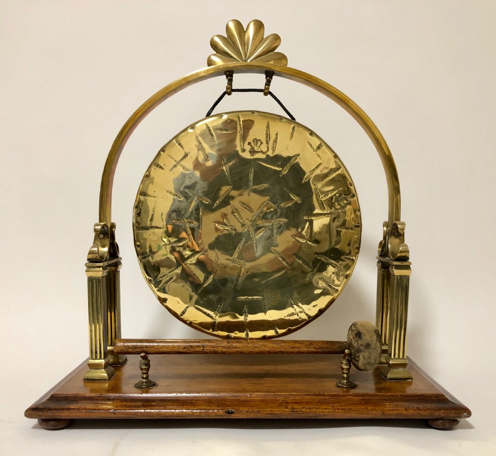 Large Antique Brass Tabletop Dinner Gong