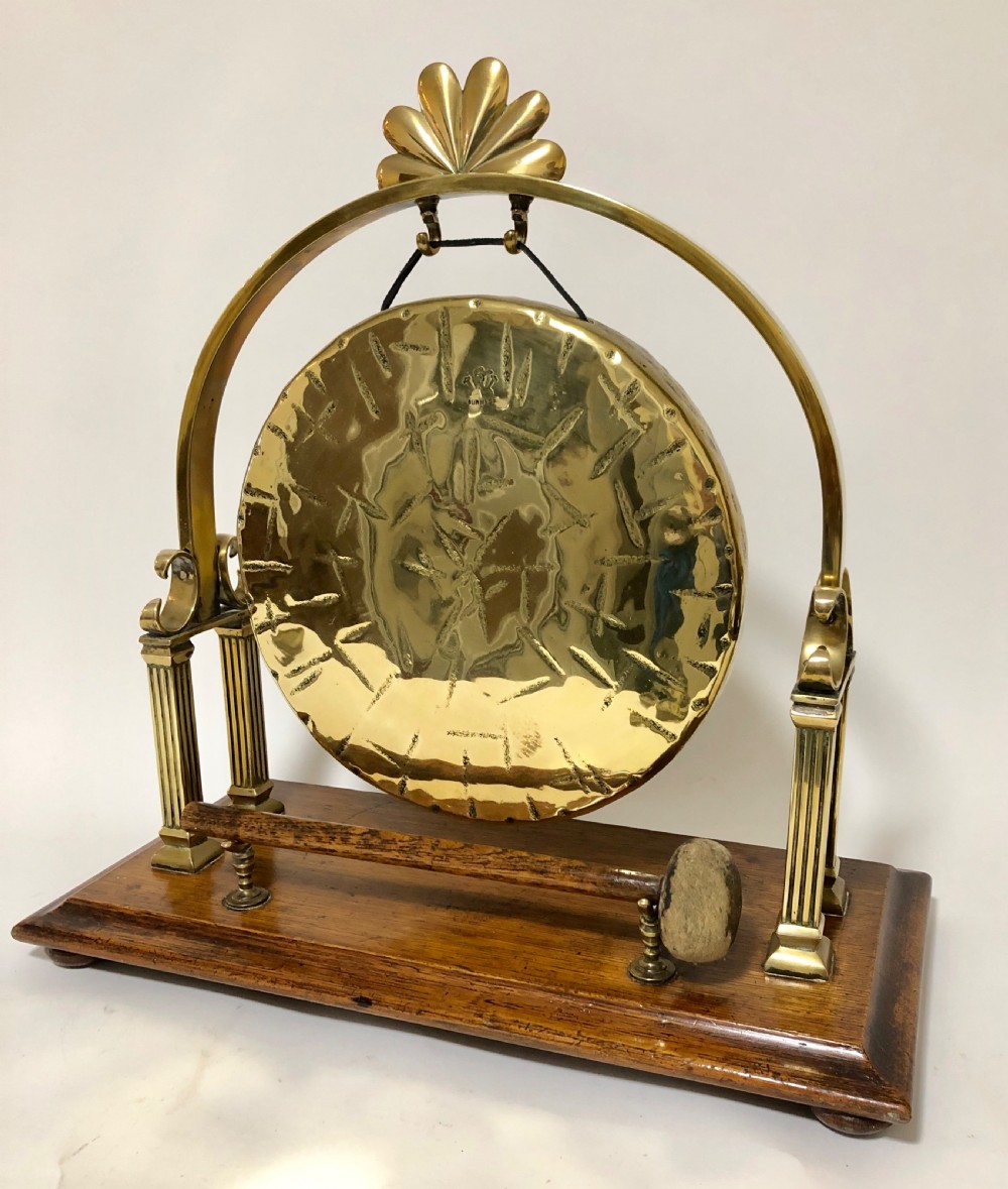 Large Antique Brass Tabletop Dinner Gong View III
