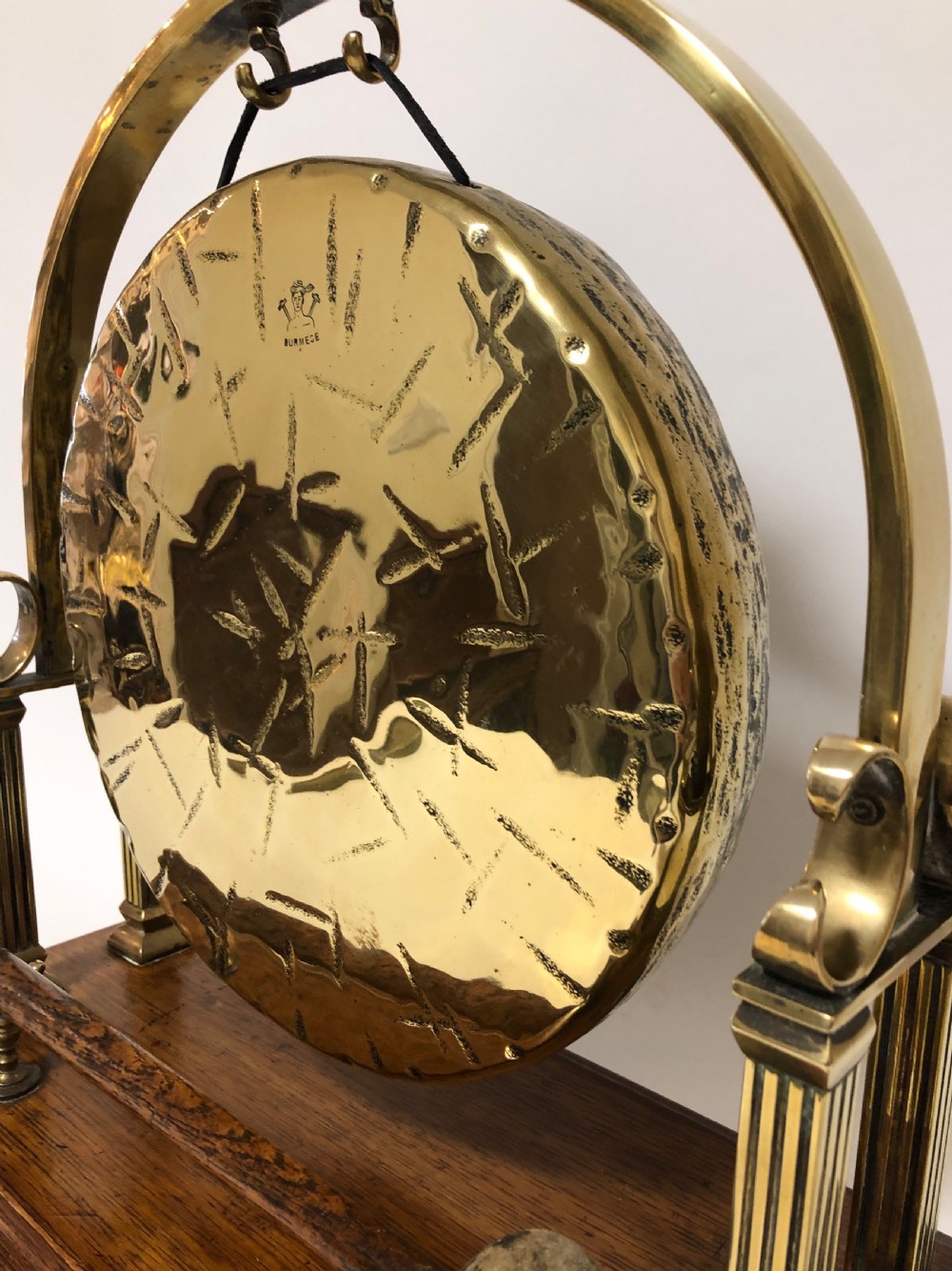 Large Antique Brass Tabletop Dinner Gong View V