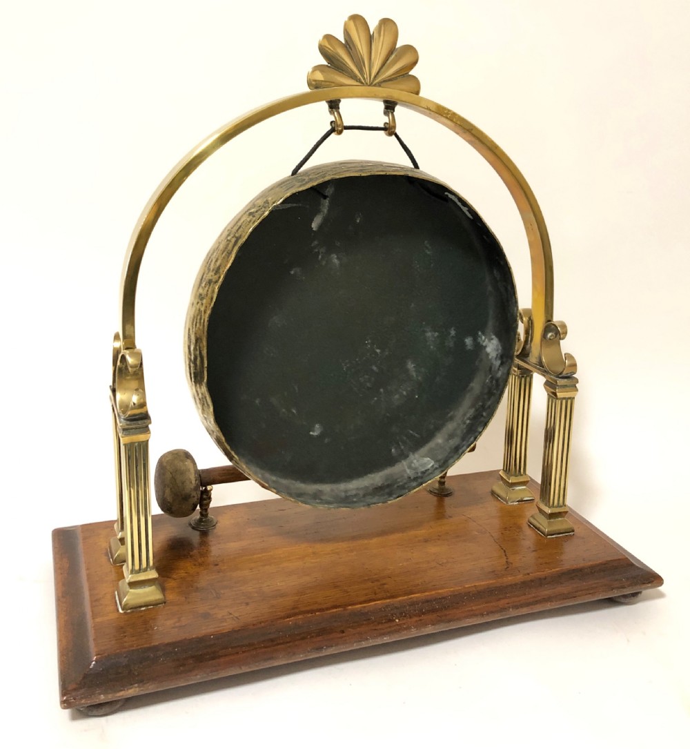 Large Antique Brass Tabletop Dinner Gong View IX