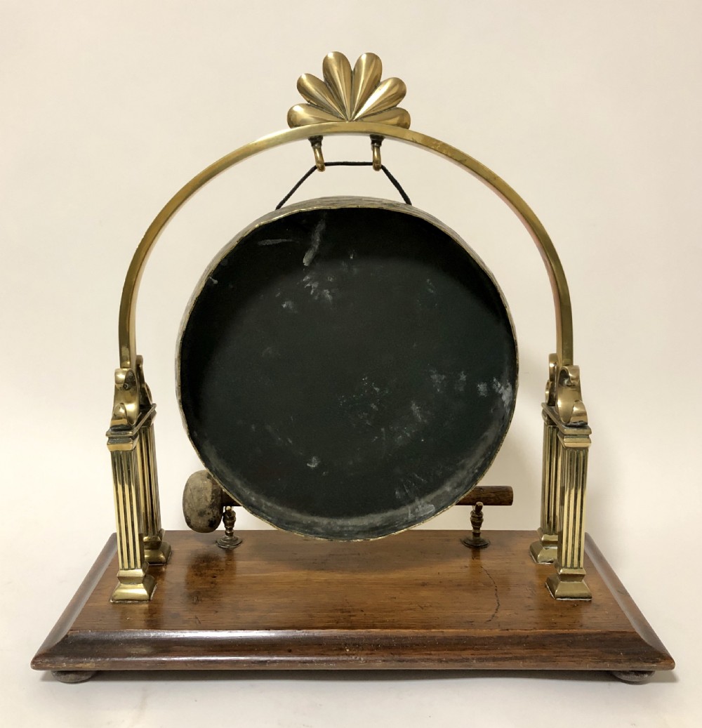 Large Antique Brass Tabletop Dinner Gong View X