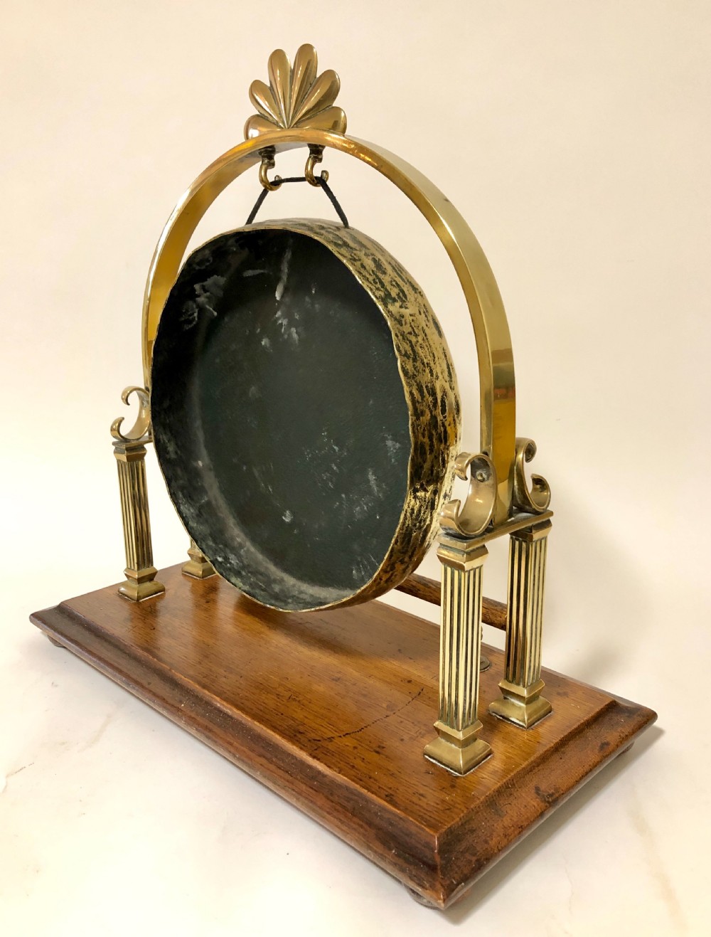 Large Antique Brass Tabletop Dinner Gong View XIII