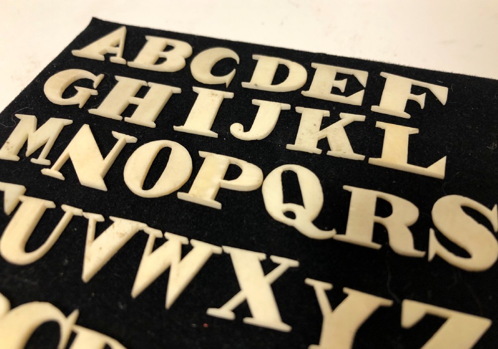 Set of Antique Bone Spelling Alphabet Letters View II