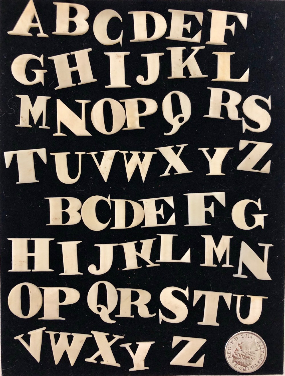 Set of Antique Bone Spelling Alphabet Letters View VIII