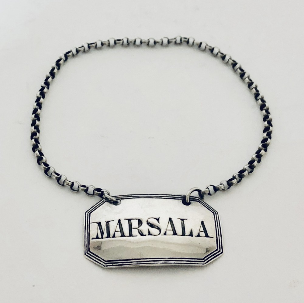 Victorian Solid Silver Decanter Bottle Label for Marsala Wine