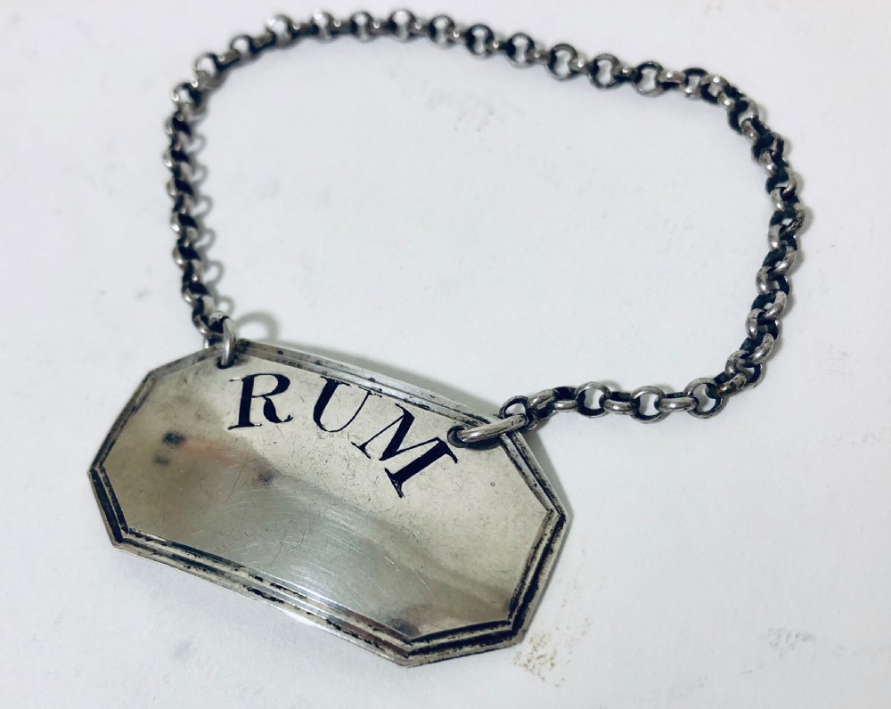 Georgian Solid Silver Rum Decanter Bottle Label  View V