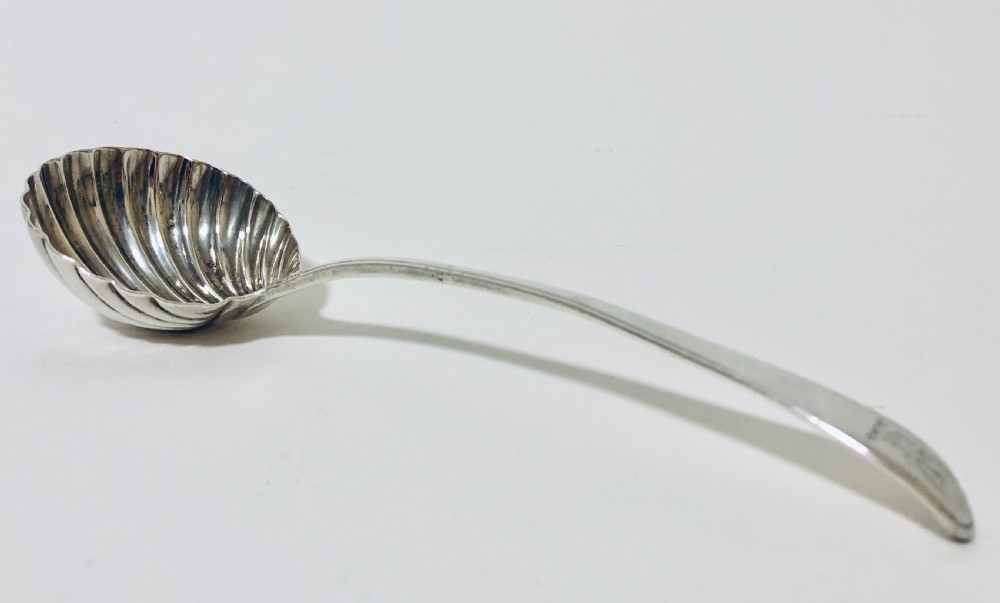 Georgian Solid Sterling Silver Scallop Design Ladle 1773 View V