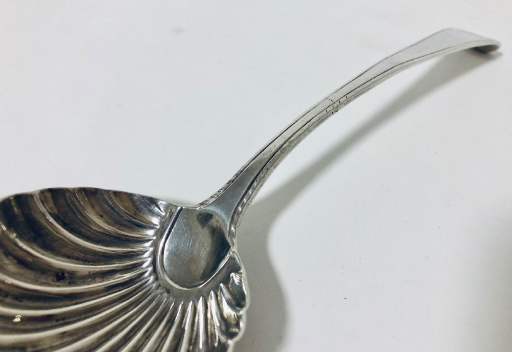 Georgian Solid Sterling Silver Scallop Design Ladle 1773 View VI