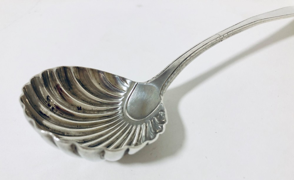 Georgian Solid Sterling Silver Scallop Design Ladle 1773 View VIII