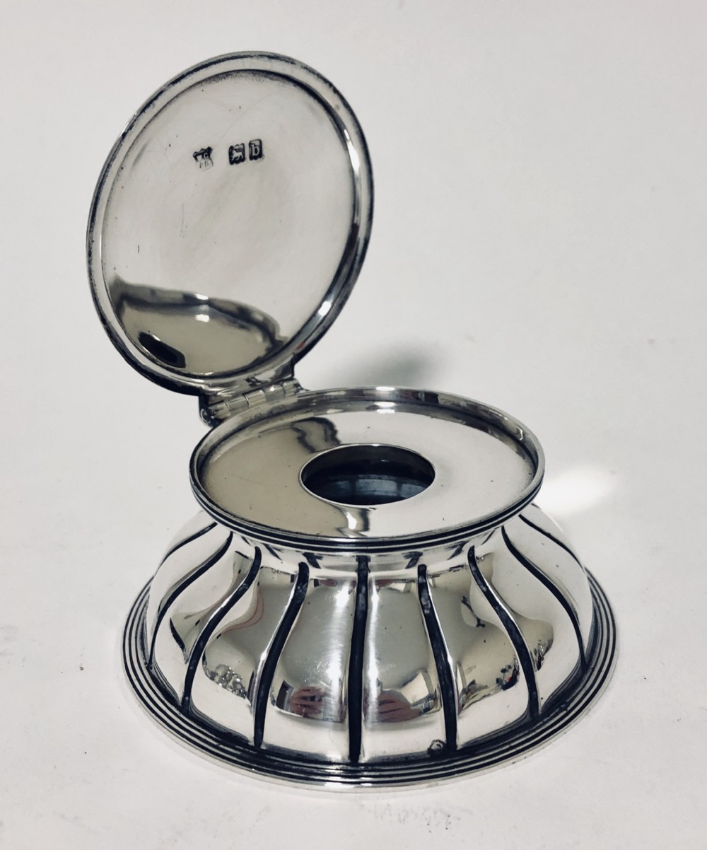Victorian Sterling Silver Capstan Inkwell 
