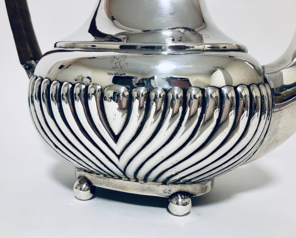 Large Victorian Solid Sterling Silver Tea Coffee Pot  View X