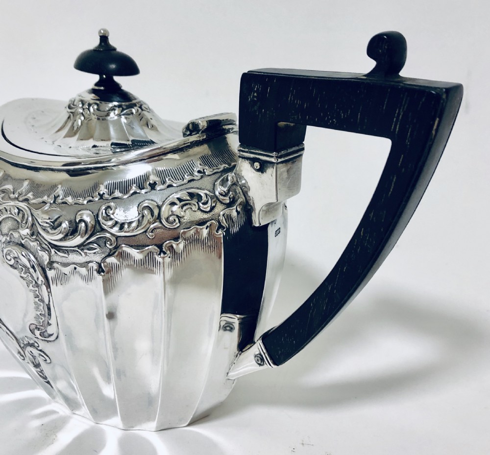 Quality Antique 3 Piece Solid Silver Tea Set View XII
