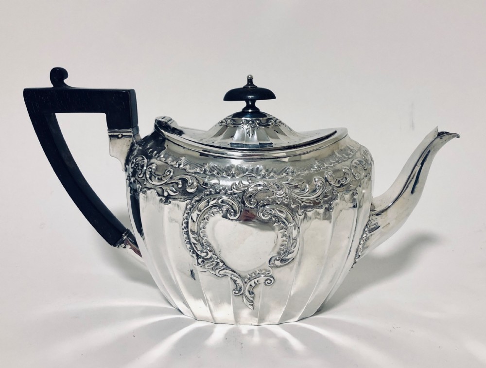 Quality Antique 3 Piece Solid Silver Tea Set View XIII