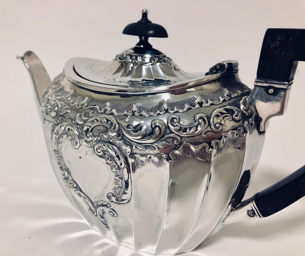 Quality Antique 3 Piece Solid Silver Tea Set View XV