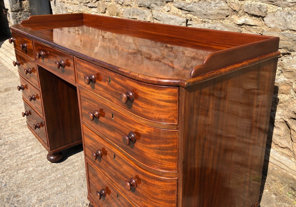 Large Antique Victorian Mahogany Desk View VIII