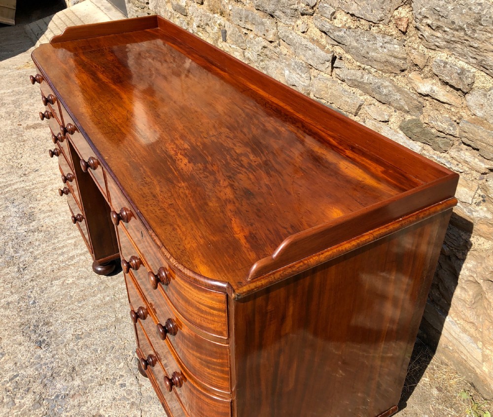 Large Antique Victorian Mahogany Desk View IX