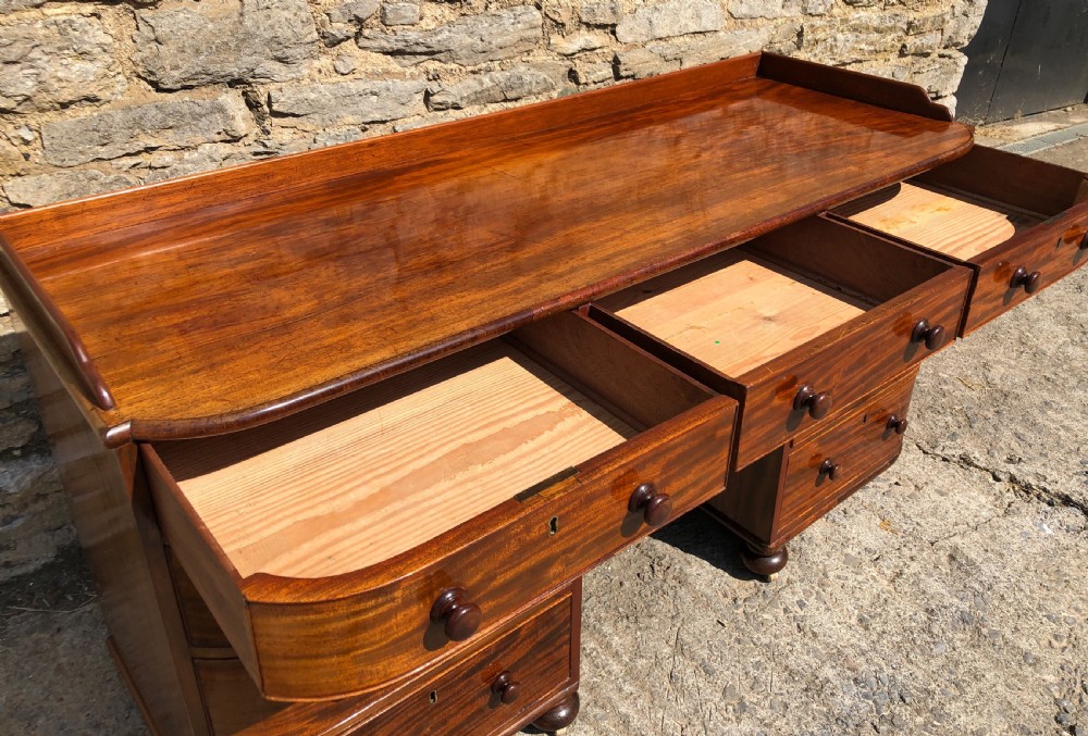 Large Antique Victorian Mahogany Desk View X