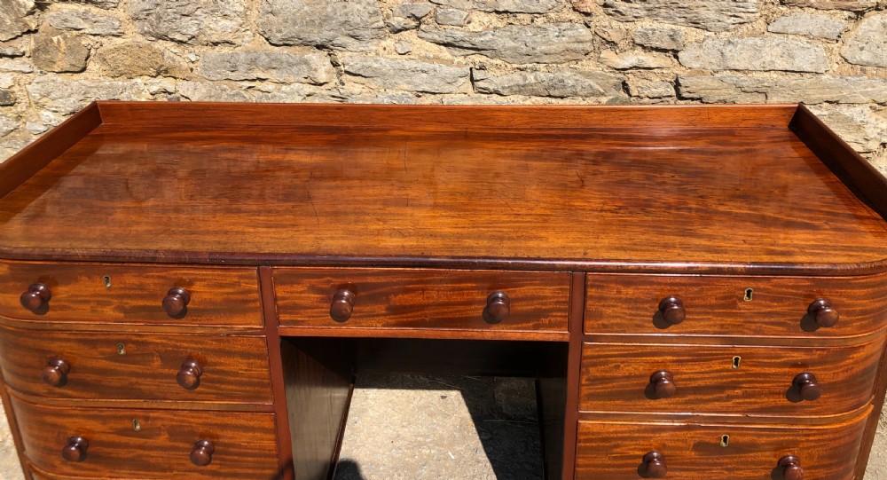 Large Antique Victorian Mahogany Desk View XII