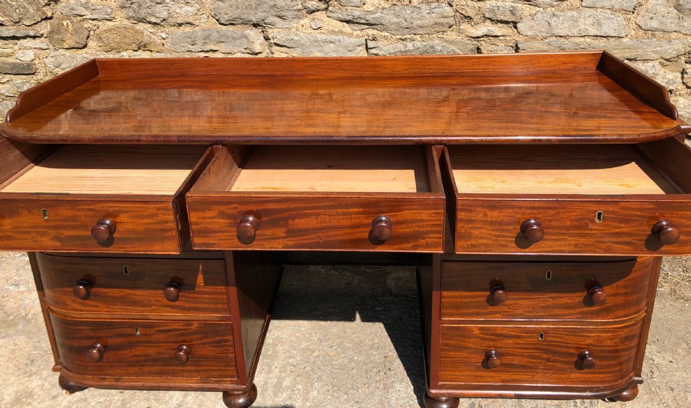 Large Antique Victorian Mahogany Desk View XIV