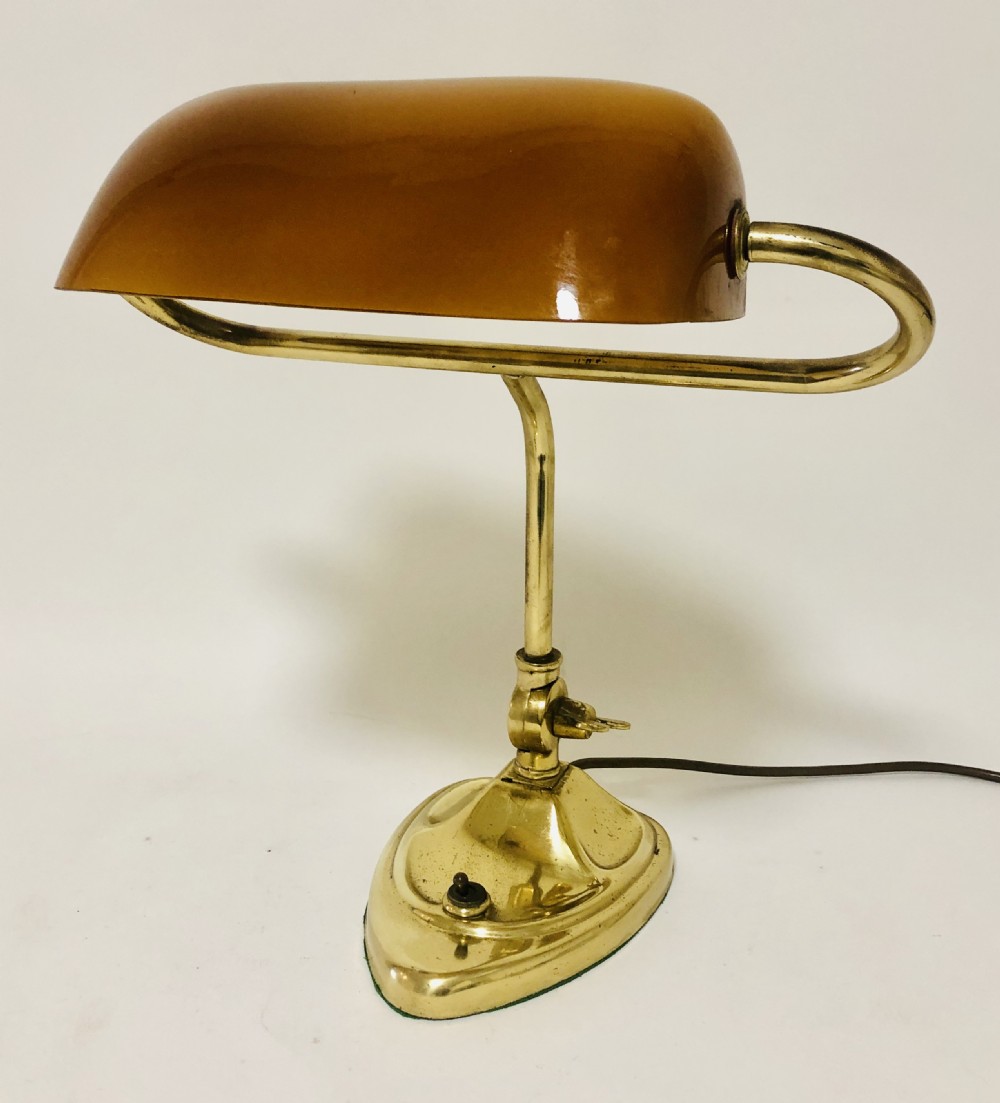 Antique Art Nouveau Brass Bankers Desk Lamp