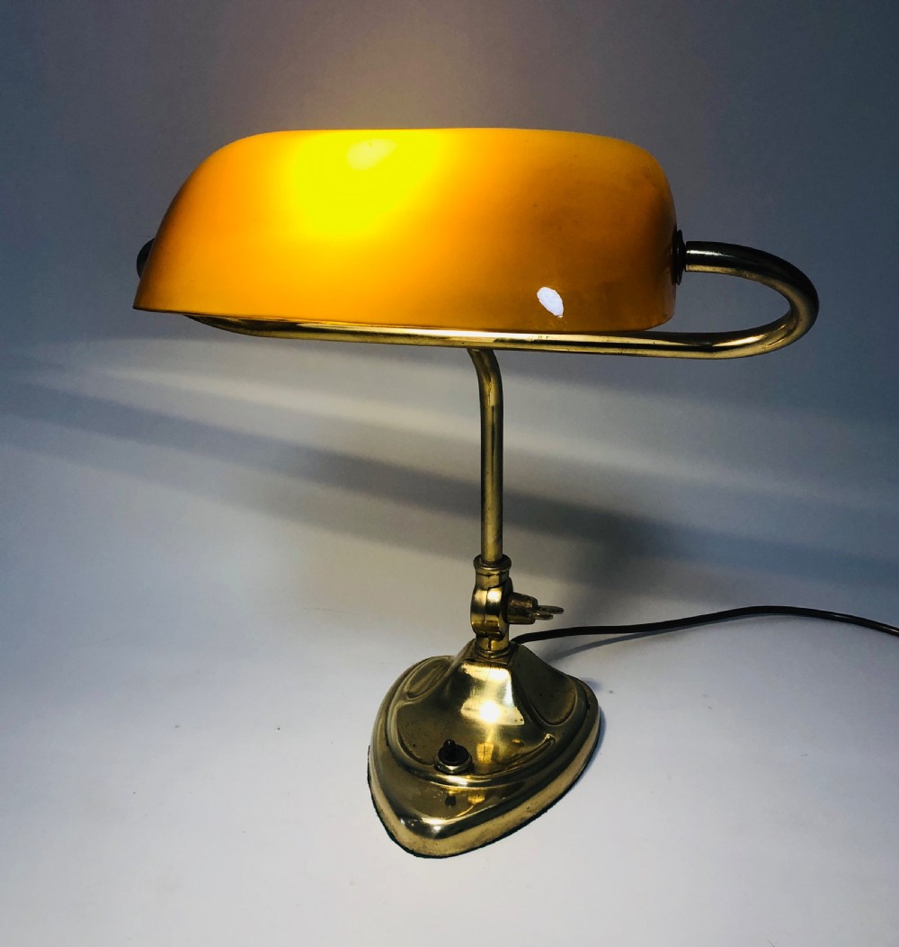 Antique Art Nouveau Brass Bankers Desk Lamp View II