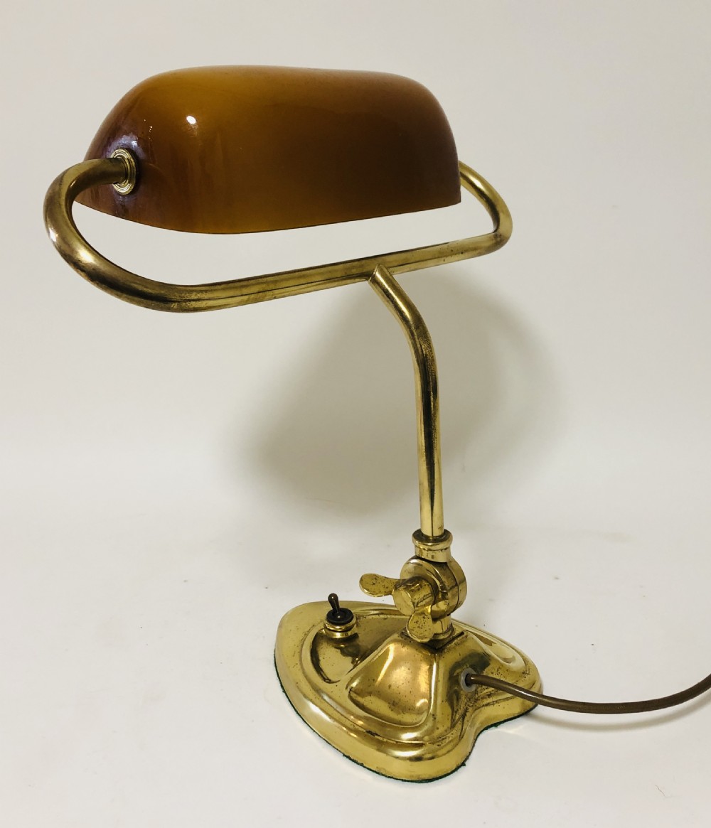 Antique Art Nouveau Brass Bankers Desk Lamp View IV