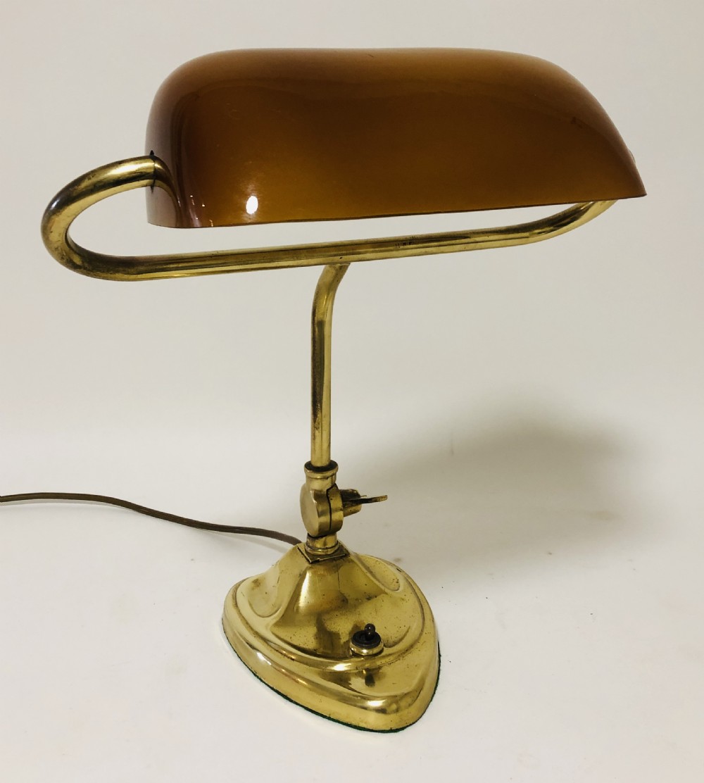 Antique Art Nouveau Brass Bankers Desk Lamp View VII