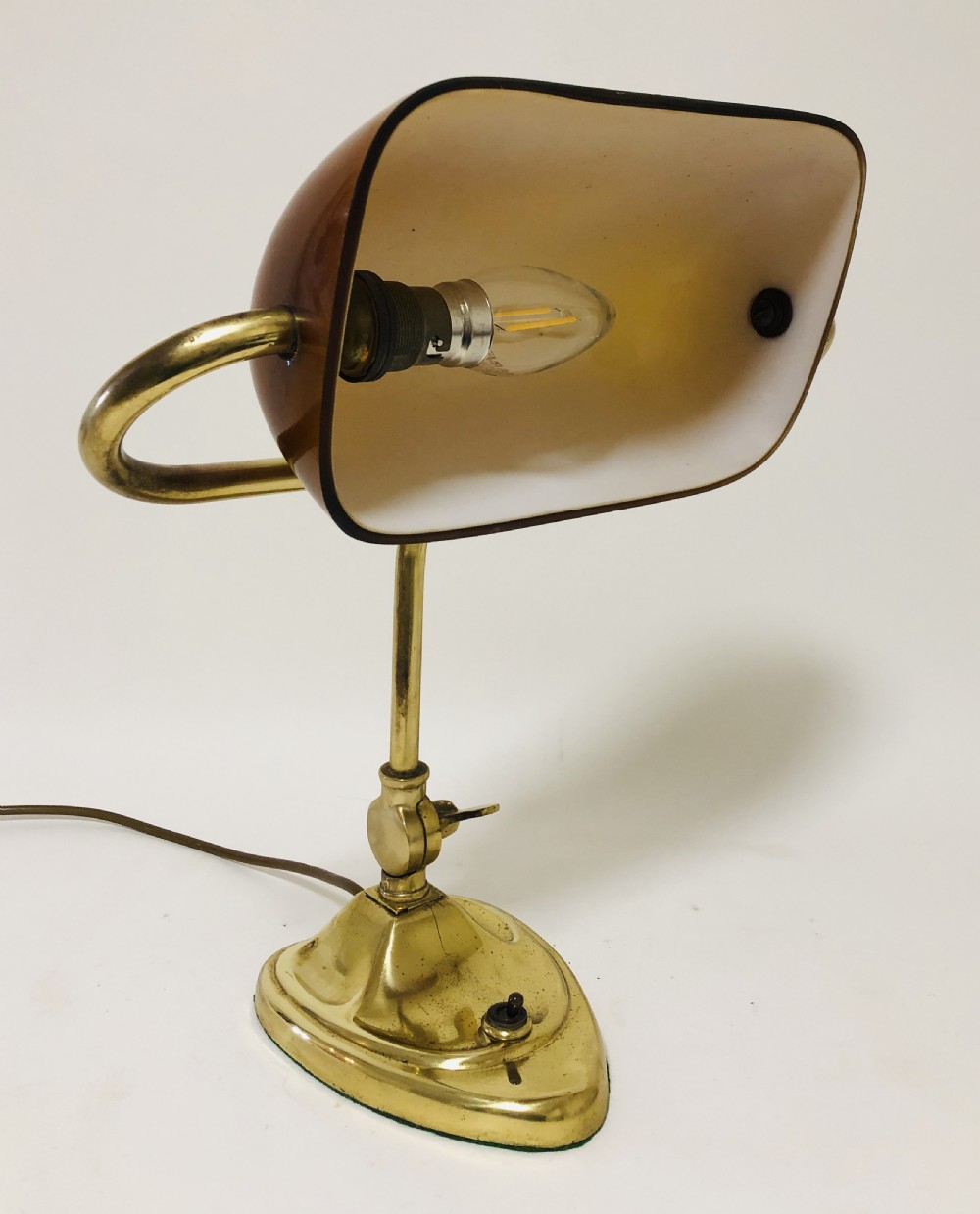Antique Art Nouveau Brass Bankers Desk Lamp View IX
