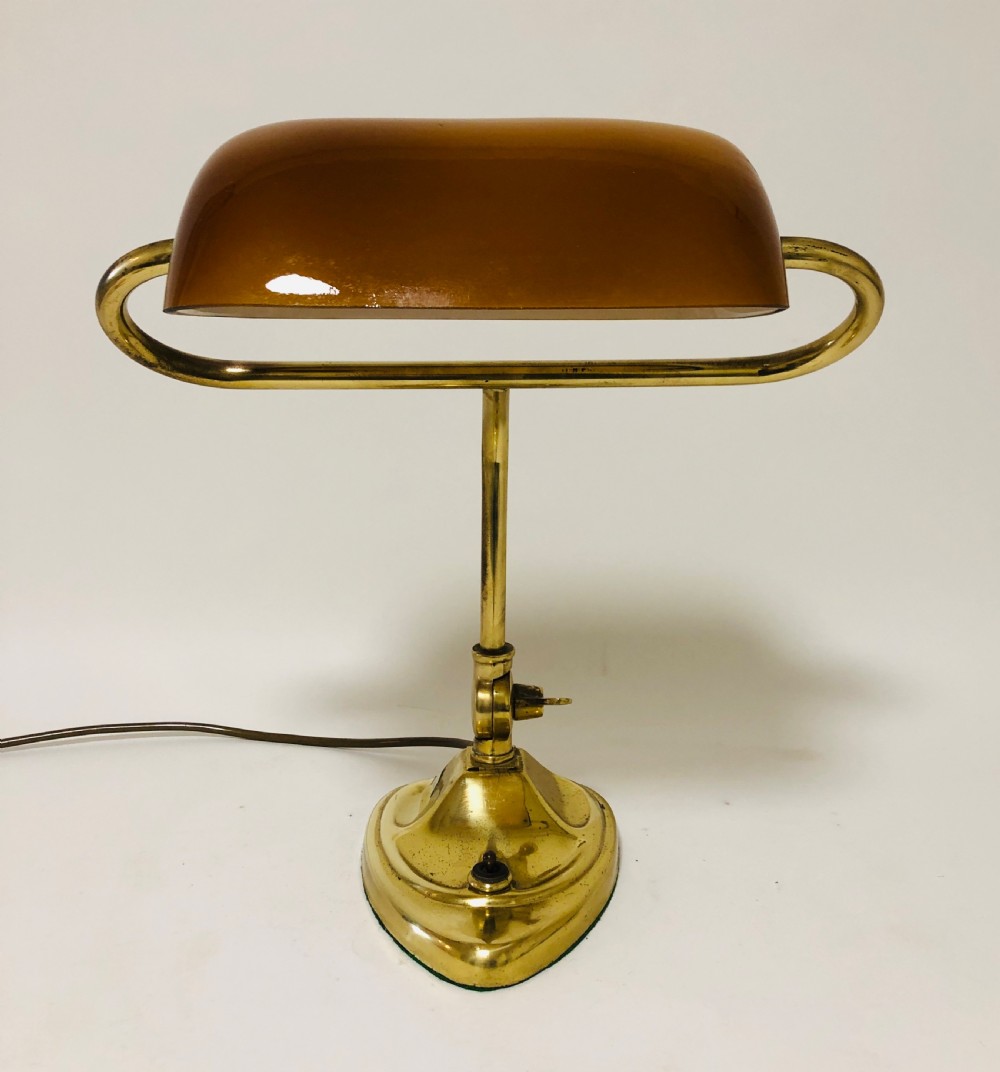 Antique Art Nouveau Brass Bankers Desk Lamp View X