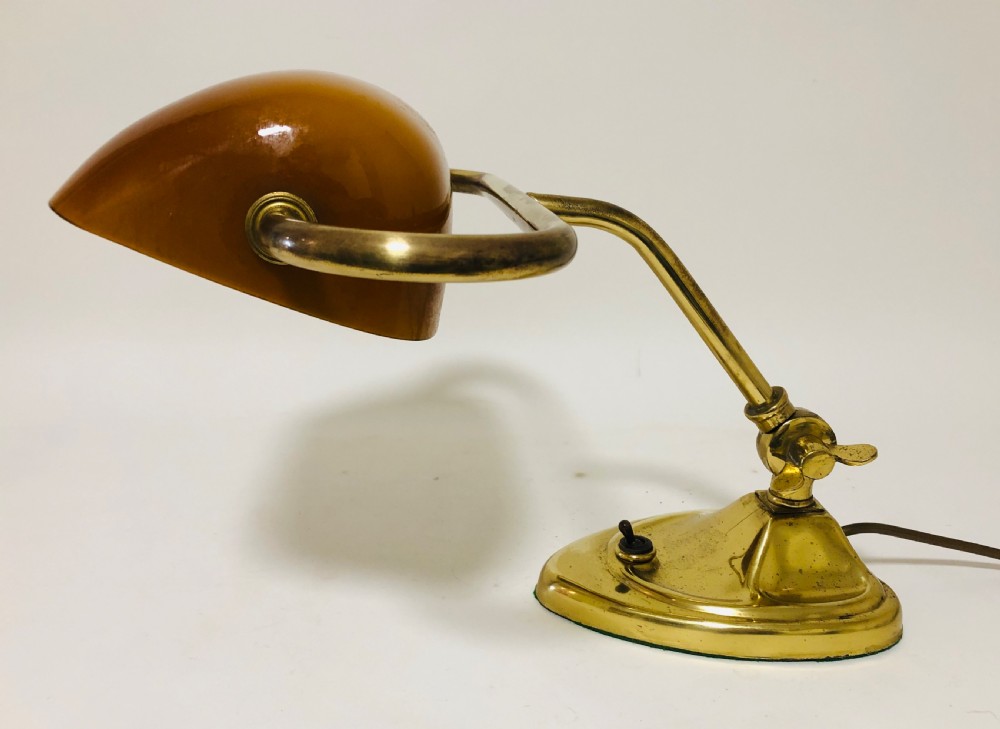 Antique Art Nouveau Brass Bankers Desk Lamp View XII