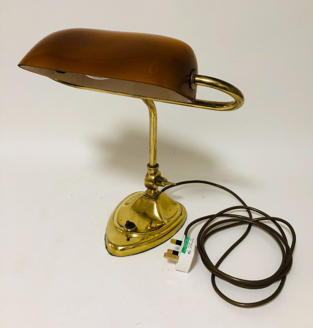 Antique Art Nouveau Brass Bankers Desk Lamp View XIII