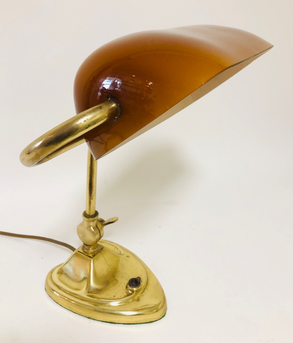 Antique Art Nouveau Brass Bankers Desk Lamp View XV