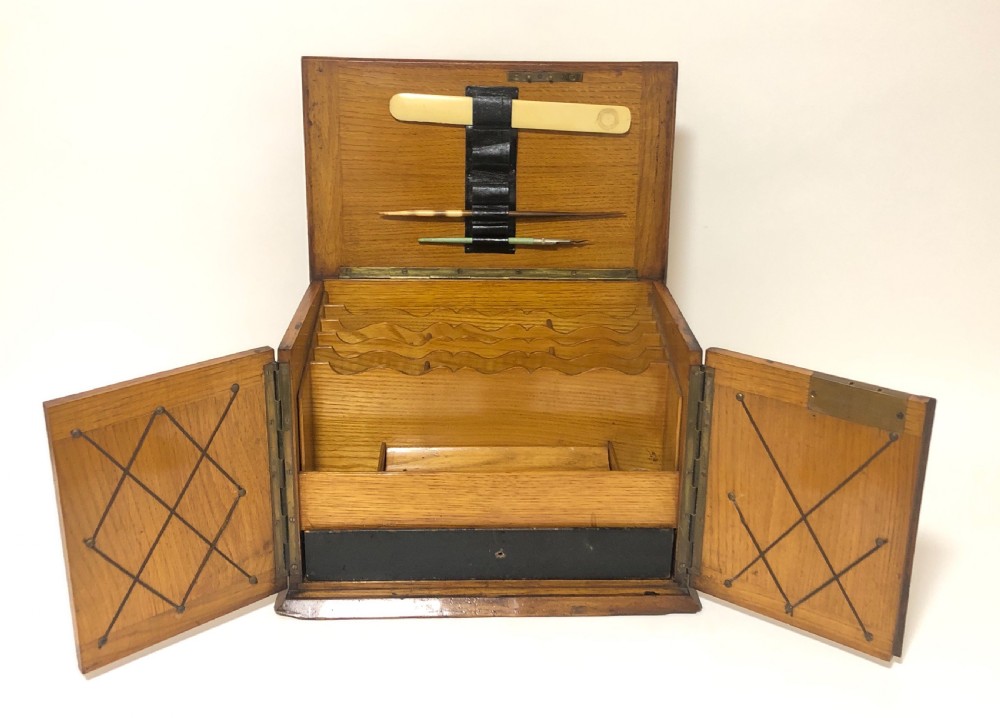 Antique Oak Desktop Stationery Cabinet View IV