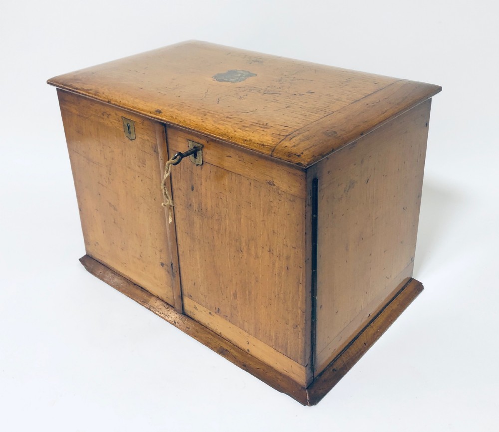 Antique Oak Desktop Stationery Cabinet View V