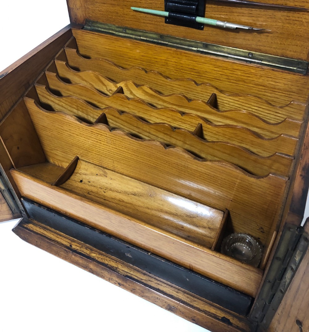 Antique Oak Desktop Stationery Cabinet View VI