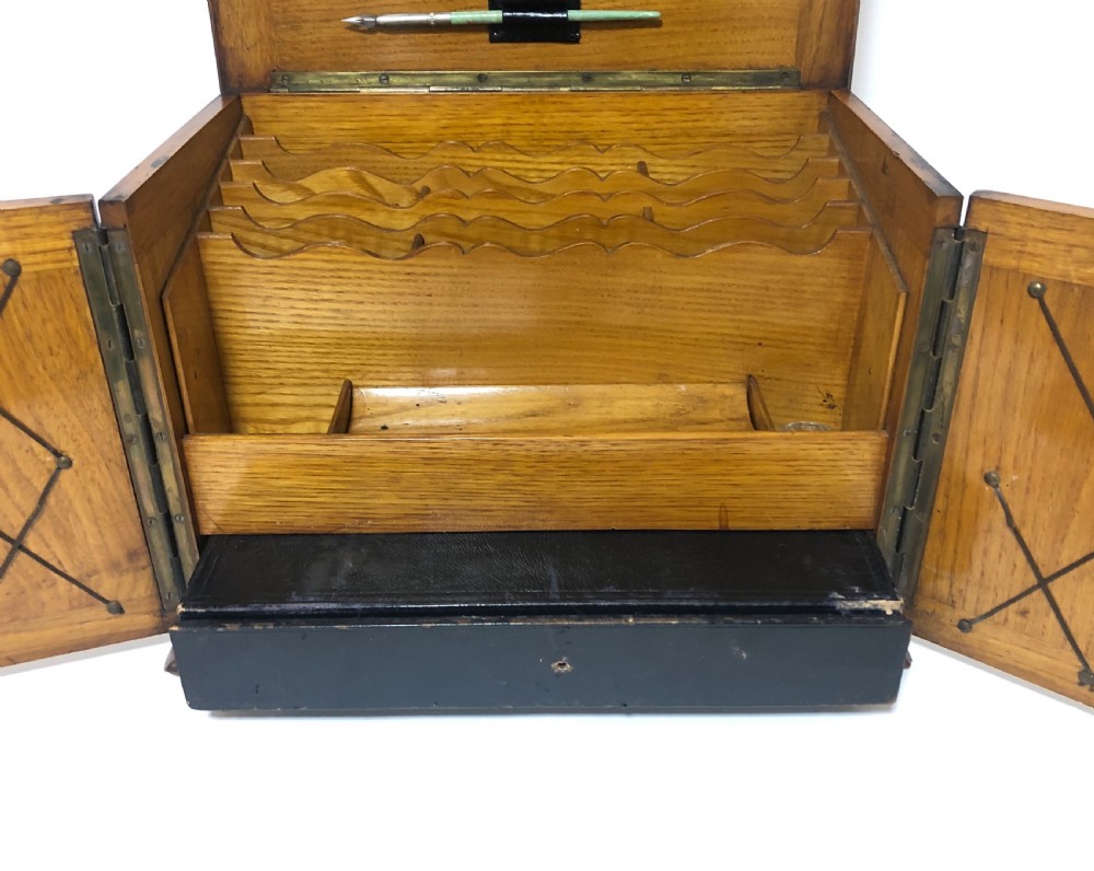 Antique Oak Desktop Stationery Cabinet View X