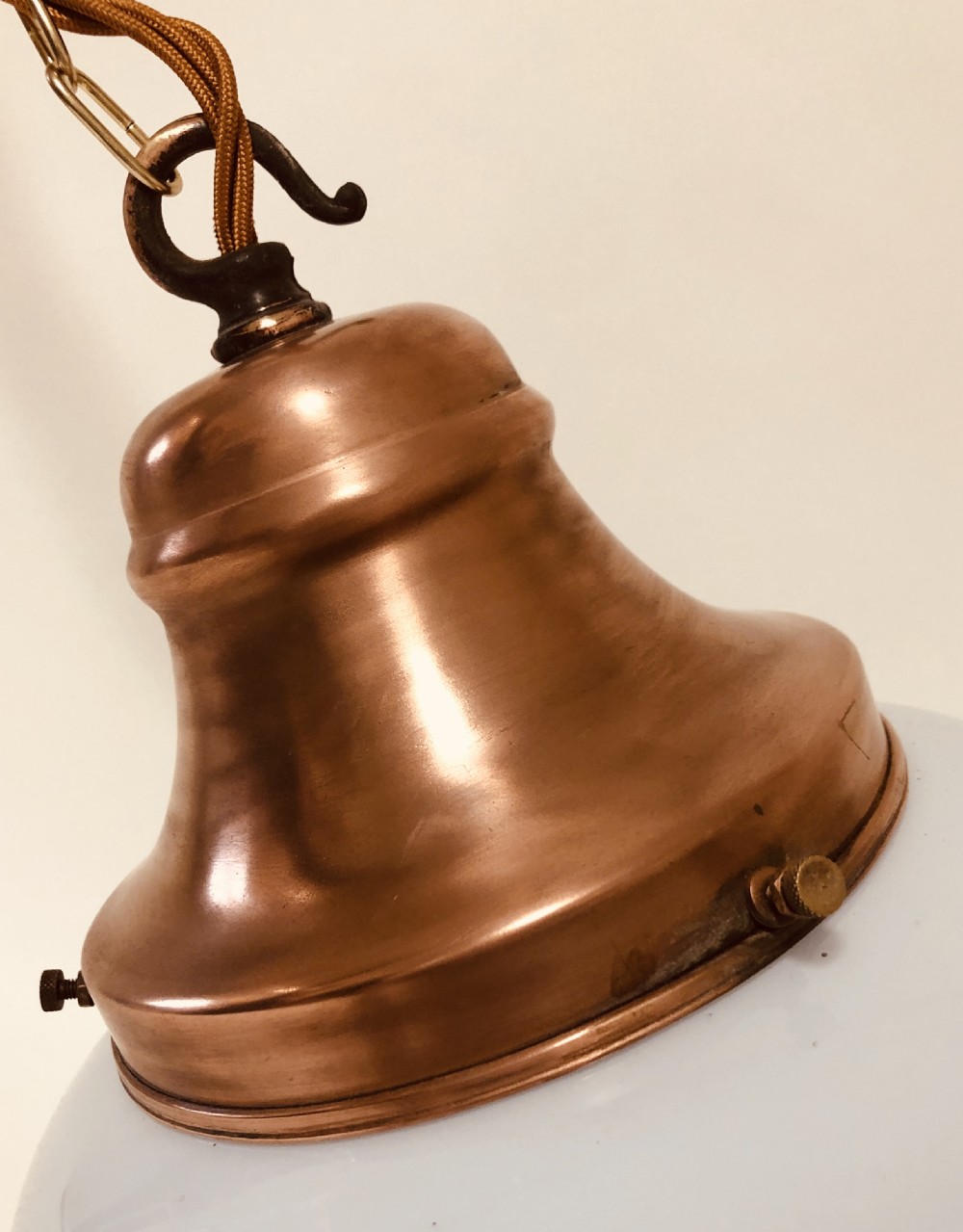 Antique Opaline Pendant Light with Copper Gallery View II