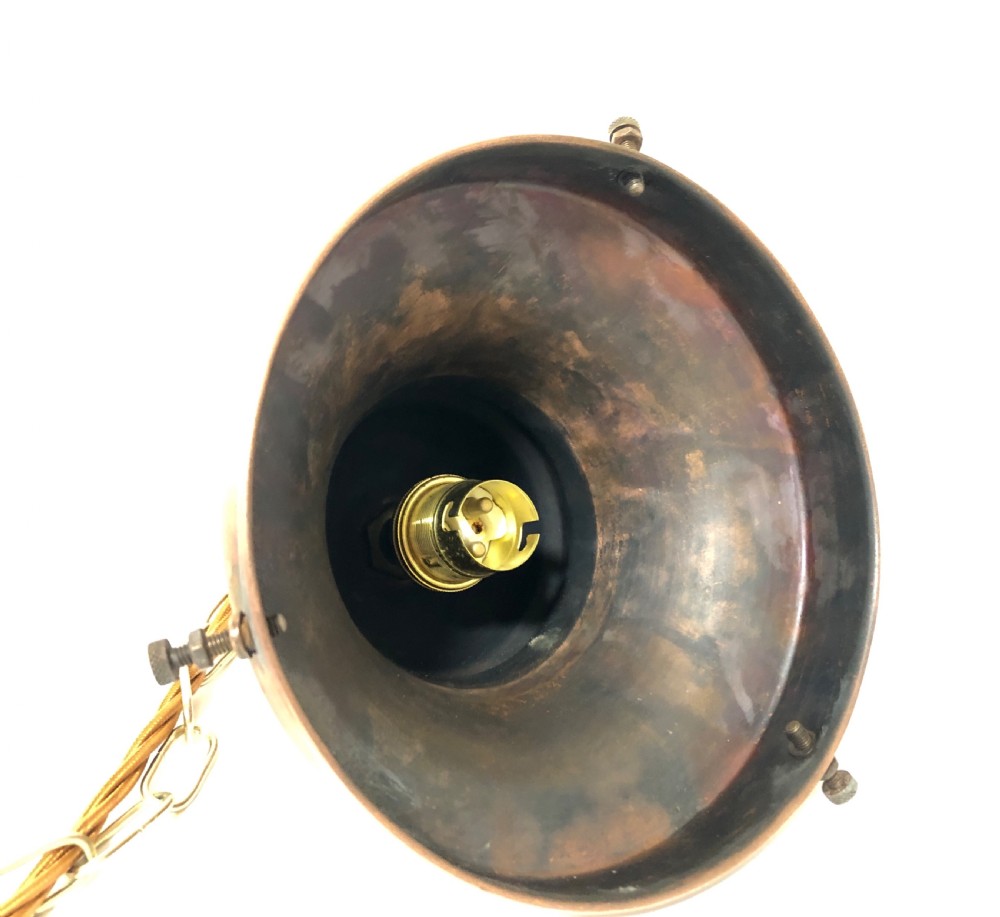 Antique Opaline Pendant Light with Copper Gallery View IX