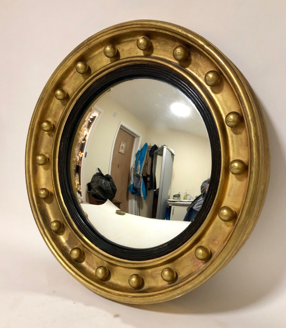 Antique Gilt Convex Mirror View II