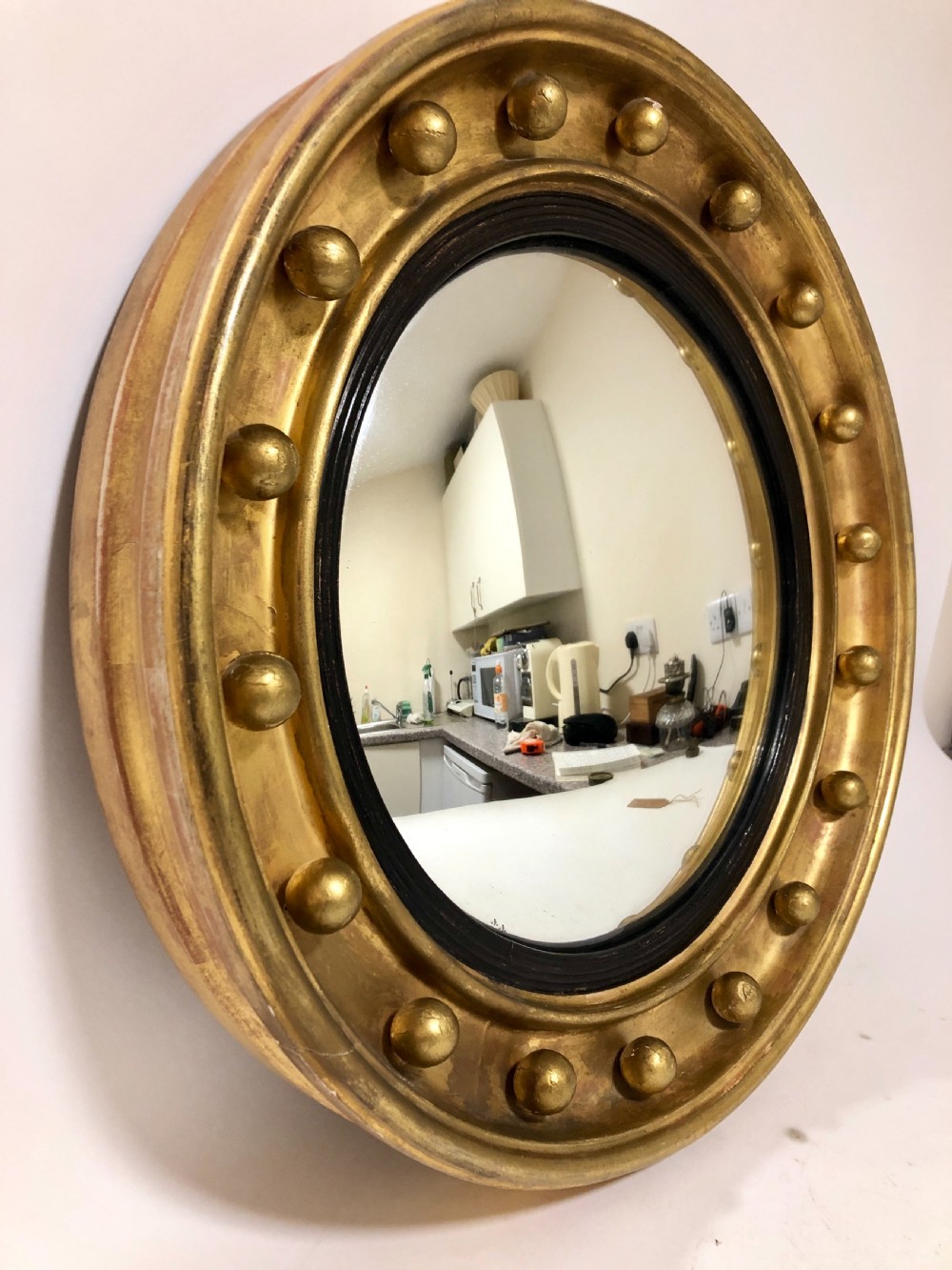 Antique Gilt Convex Mirror View III