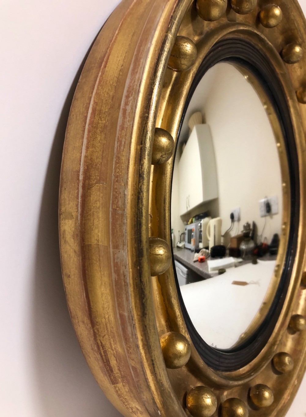 Antique Gilt Convex Mirror View IV