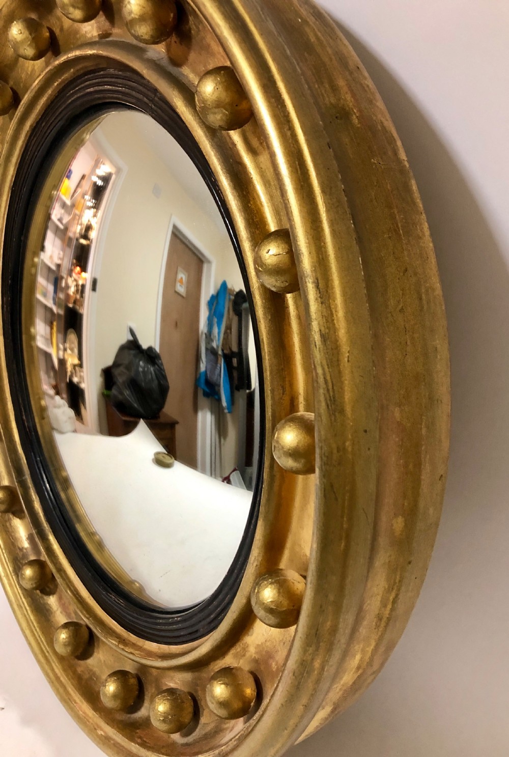 Antique Gilt Convex Mirror View VI
