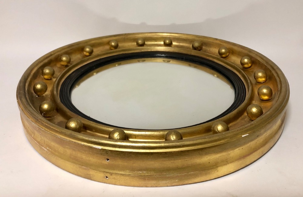 Antique Gilt Convex Mirror View VII