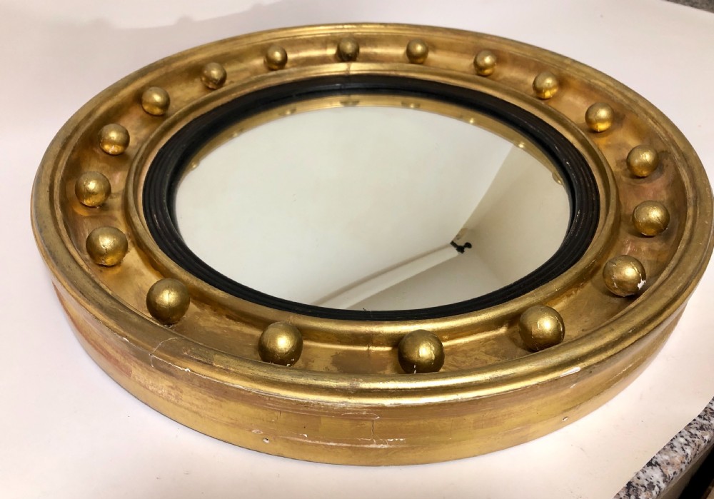 Antique Gilt Convex Mirror View IX