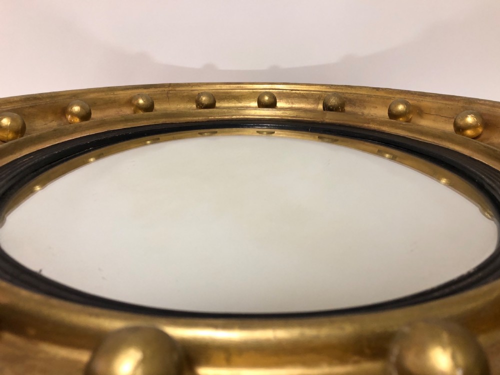Antique Gilt Convex Mirror View X
