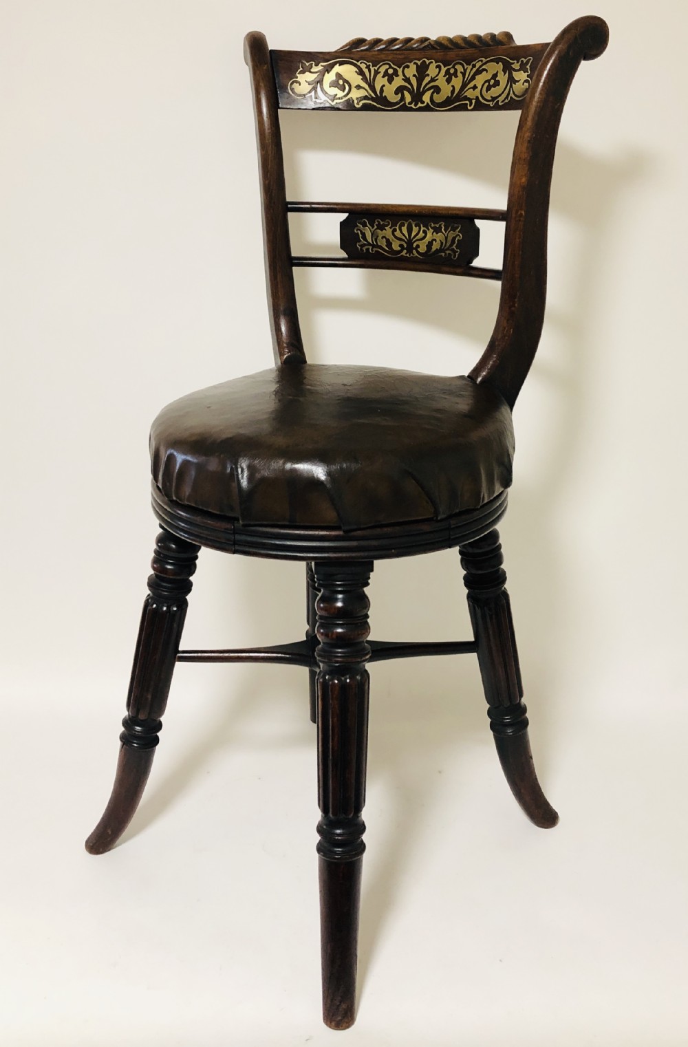 Antique Regency Adjustable Harpist Music Chair