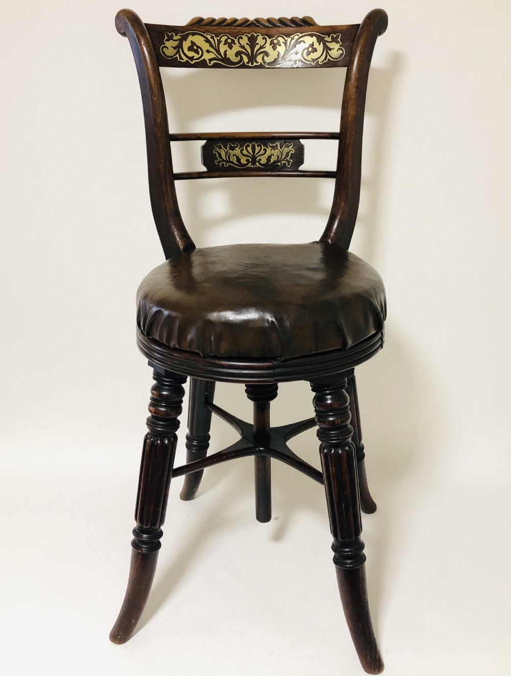 Antique Regency Adjustable Harpist Music Chair View V