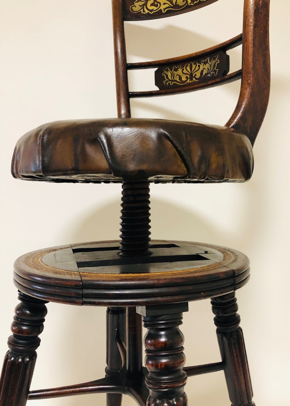 Antique Regency Adjustable Harpist Music Chair View VIII
